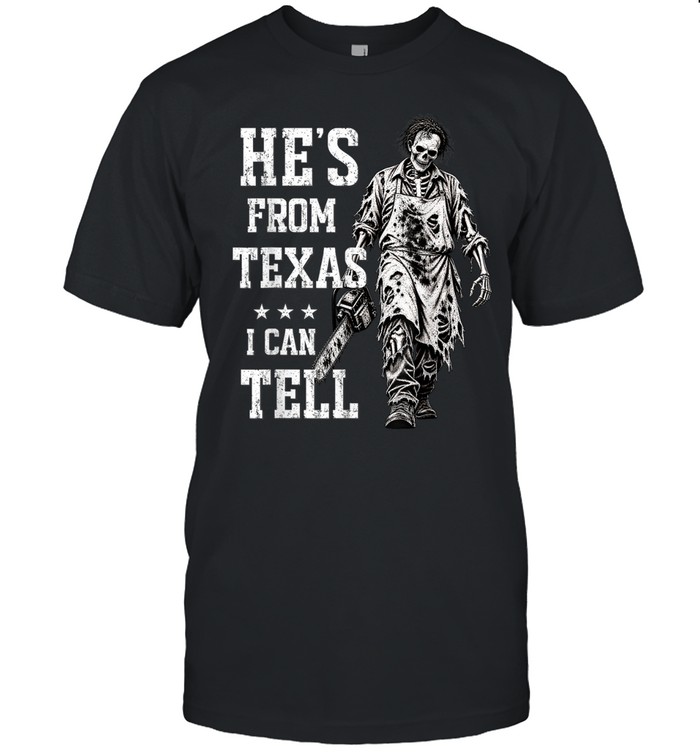 Retro He's From Texas Graphic Tee Chainsaw Slasher Skeleton Apron Spooky Classic Men's T-shirt Retro He's From Texas Graphic Tee Chainsaw Slasher Skeleton Apron Spooky Classic Men's T-shirt