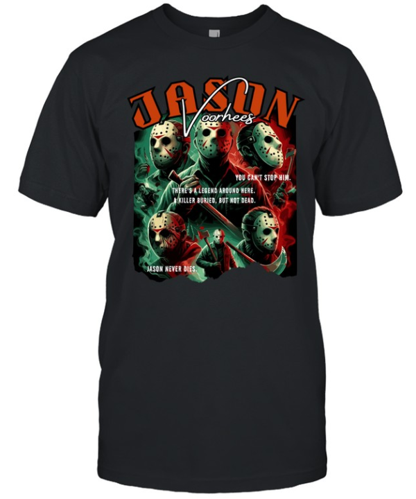Retro Jason Voorhees Graphic Tee Camp Slasher Masked Killer Horror Fan Spooky Classic Men's T-shirt