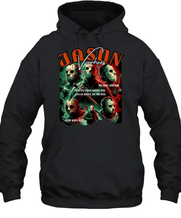 Retro Jason Voorhees Graphic Tee Camp Slasher Masked Killer Horror Fan Spooky  Unisex Hoodie