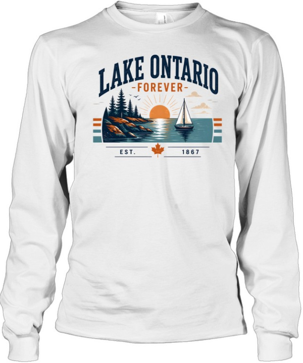 Retro Lake Vacation Graphic Long Sleeved T-shirt
