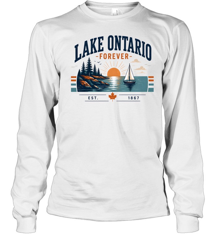 Retro Lake Vacation Graphic Long Sleeved T-shirt