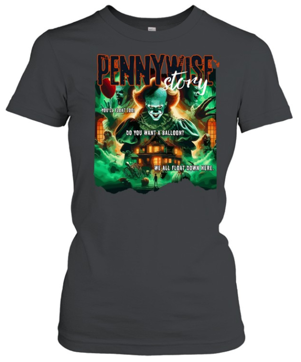 Retro Pennywise Story Graphic Tee Scary Clown Red Balloon Horror Movie Spooky  Classic Women's T-shirt