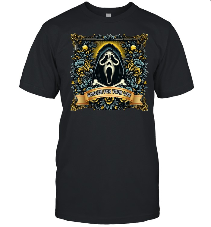 Scream For Your Life Ghostface Floral Gothic Halloween Graphic T- Classic Men's T-shirt Scream For Your Life Ghostface Floral Gothic Halloween Graphic T- Classic Men's T-shirt