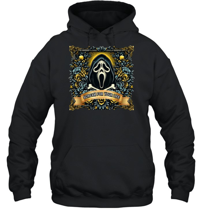 Scream For Your Life Ghostface Floral Gothic Halloween Graphic T- Unisex Hoodie Scream For Your Life Ghostface Floral Gothic Halloween Graphic T- Unisex Hoodie