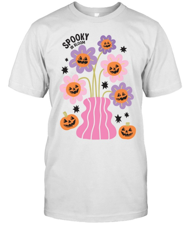 Spooky In Bloom Retro Daisy Pumpkin Vase Halloween T- Classic Men's T-shirt