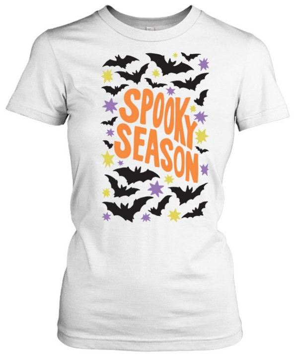 Spooky Season Flying Bats Stars Halloween T- Classic Women's T-shirt