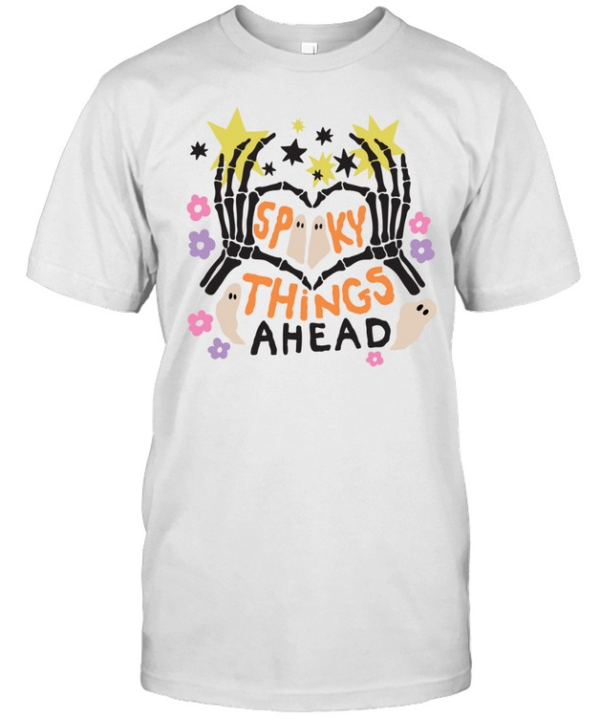 Spooky Things Ahead Skeleton Heart Hands Cute Ghost Halloween T- Classic Men's T-shirt