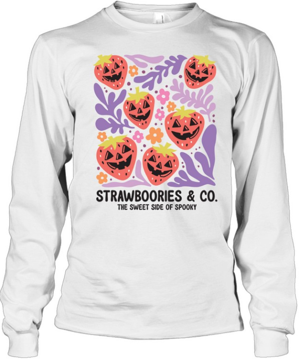 Strawboories And Co Sweet Side Of Spooky Halloween T- Long Sleeved T-shirt