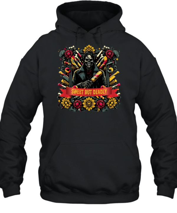 Sweet But Deadly Skeleton Horror Floral Halloween Graphic T- Unisex Hoodie