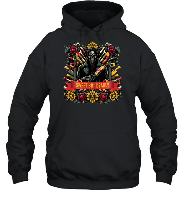 Sweet But Deadly Skeleton Horror Floral Halloween Graphic T- Unisex Hoodie Sweet But Deadly Skeleton Horror Floral Halloween Graphic T- Unisex Hoodie