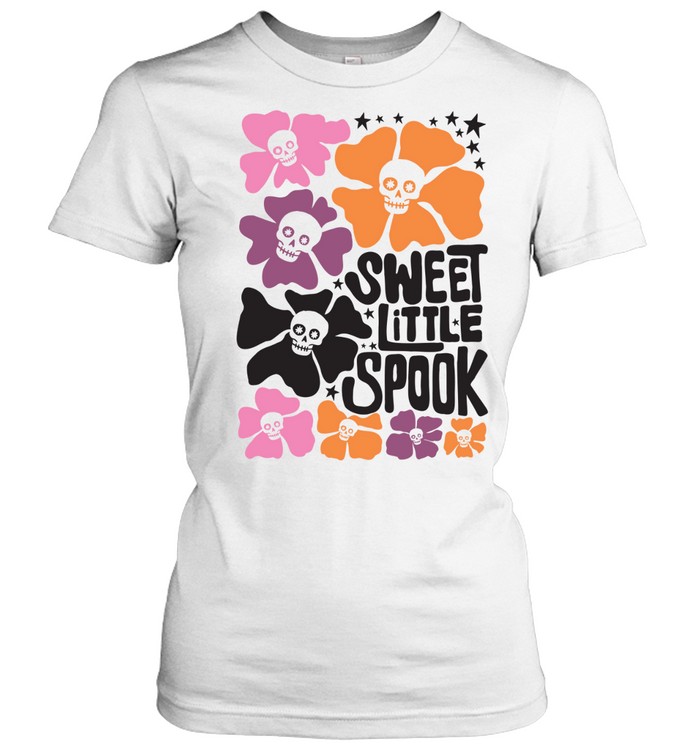 Sweet Little Spook Retro Floral Skull Flowers Halloween T- Classic Women's T-shirt
