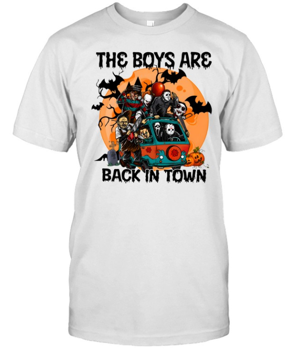 The Boys Are Back In Town Horror Slasher Mystery Machine Van Halloween  Classic Men's T-shirt