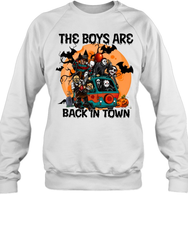 The Boys Are Back In Town Horror Slasher Mystery Machine Van Halloween Unisex Sweatshirt