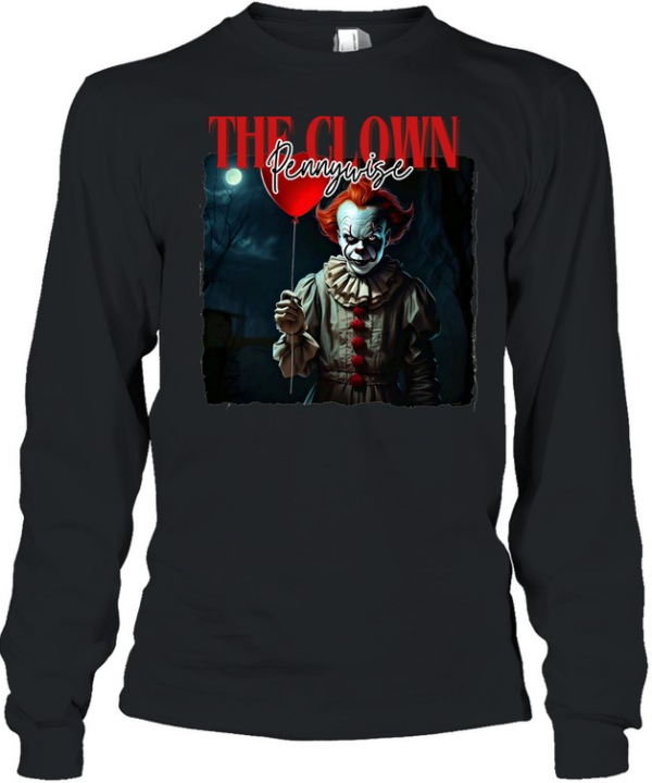 The Clown Pennywise Red Balloon IT Horror Movie Long Sleeved T-shirt