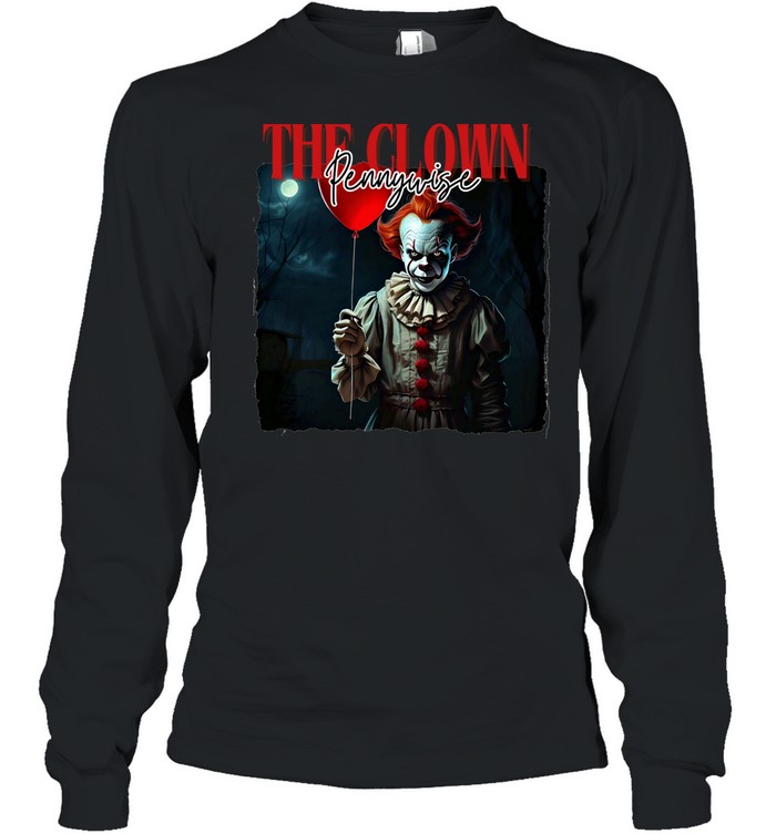The Clown Pennywise Red Balloon IT Horror Movie Long Sleeved T-shirt