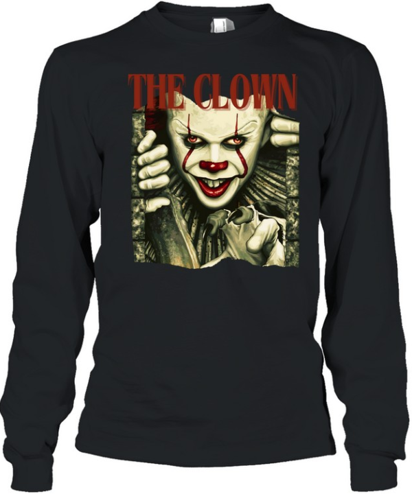 The Clown Pennywise Sewer Horror Movie Halloween Graphic T- Long Sleeved T-shirt