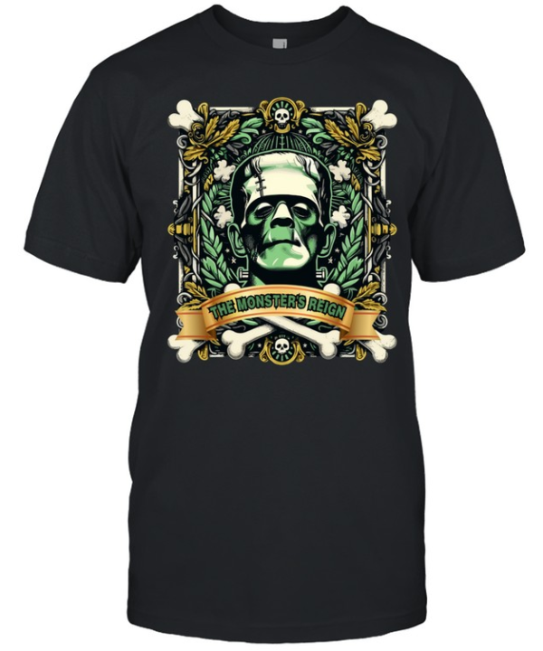 The Monster's Reign Frankenstein Halloween Horror Graphic T- Classic Men's T-shirt