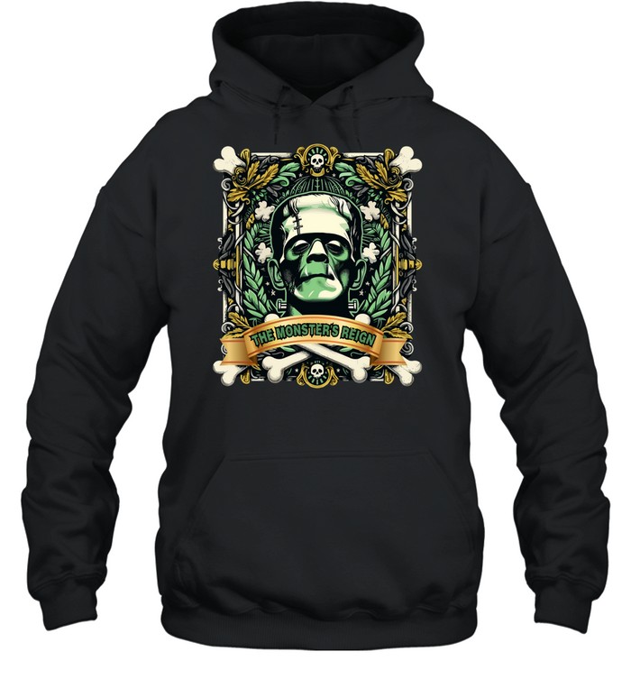 The Monster's Reign Frankenstein Halloween Horror Graphic T- Unisex Hoodie The Monster's Reign Frankenstein Halloween Horror Graphic T- Unisex Hoodie