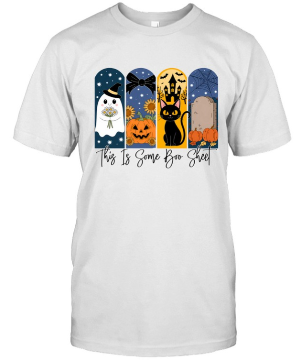 This Is Some Boo Sheet Cute Ghost Black Cat Pumpkin Halloween T- Classic Men's T-shirt