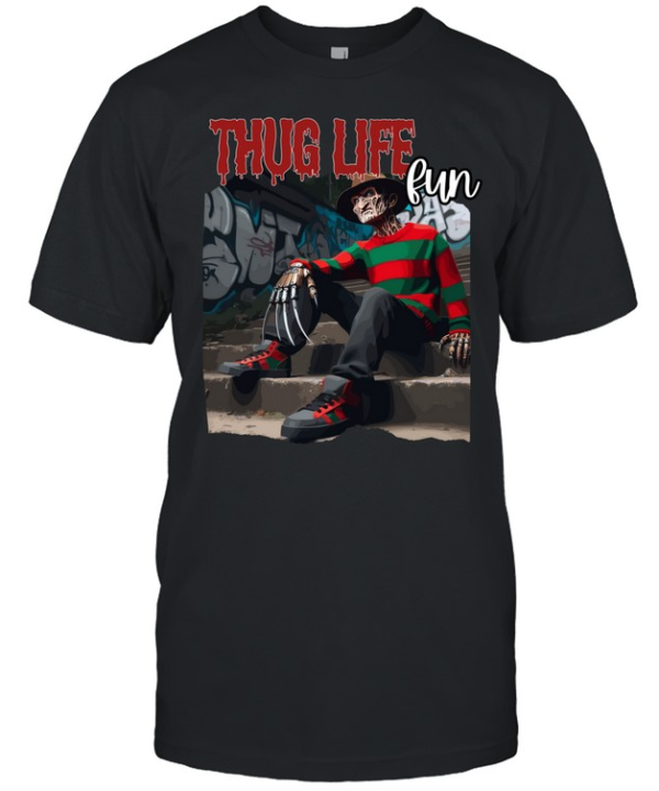 Thug Life Freddy Krueger Streetwear Drip Horror Slasher  Classic Men's T-shirt