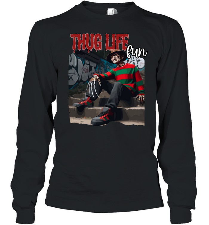 Thug Life Freddy Krueger Streetwear Drip Horror Slasher Long Sleeved T-shirt