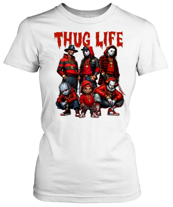 Thug Life Horror Slasher Squad Hip Hop Streetwear Halloween  Classic Women's T-shirt