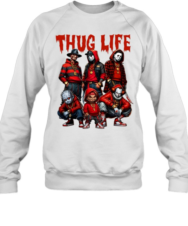 Thug Life Horror Slasher Squad Hip Hop Streetwear Halloween  Unisex Sweatshirt