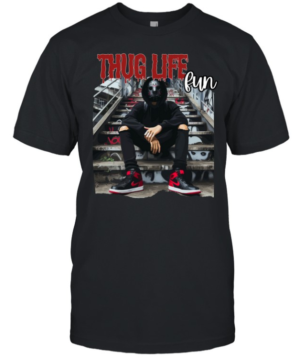 Thug Life Jason Voorhees Hockey Mask Streetwear Drip Horror  Classic Men's T-shirt
