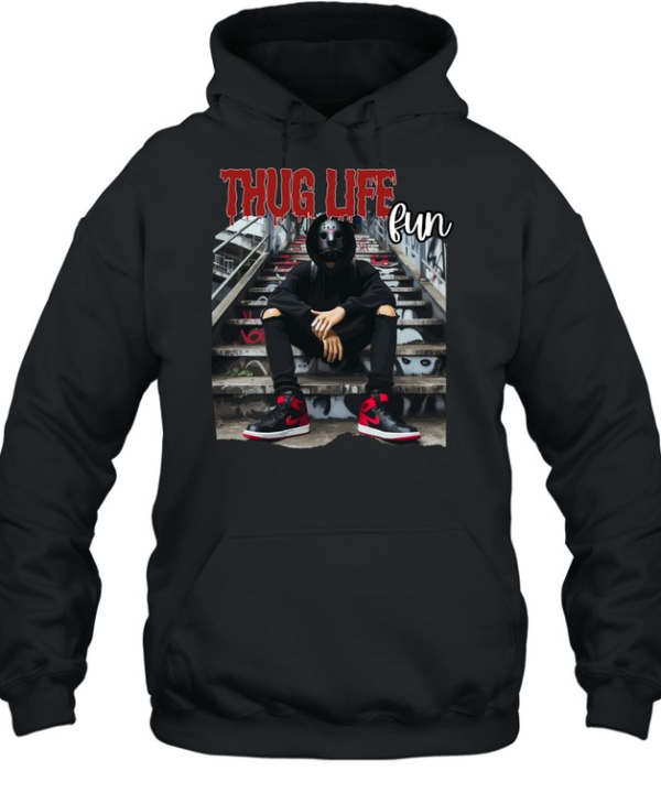 Thug Life Jason Voorhees Hockey Mask Streetwear Drip Horror Unisex Hoodie