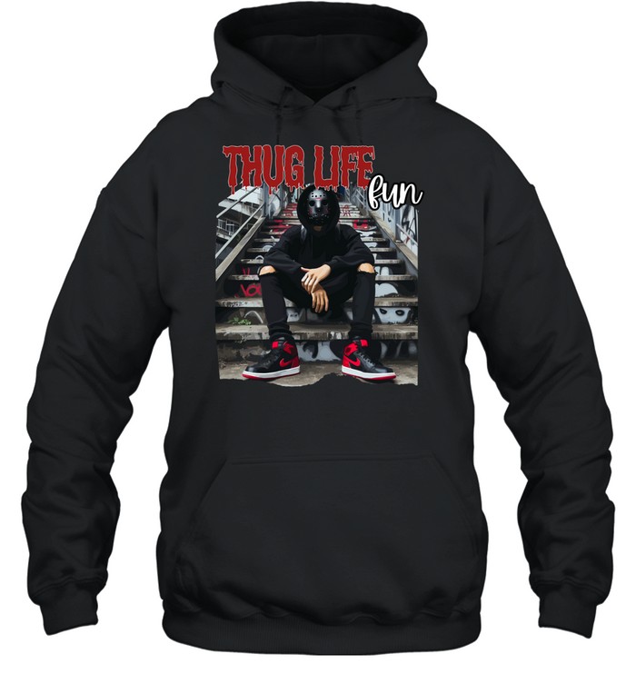 Thug Life Jason Voorhees Hockey Mask Streetwear Drip Horror Unisex Hoodie Thug Life Jason Voorhees Hockey Mask Streetwear Drip Horror Unisex Hoodie