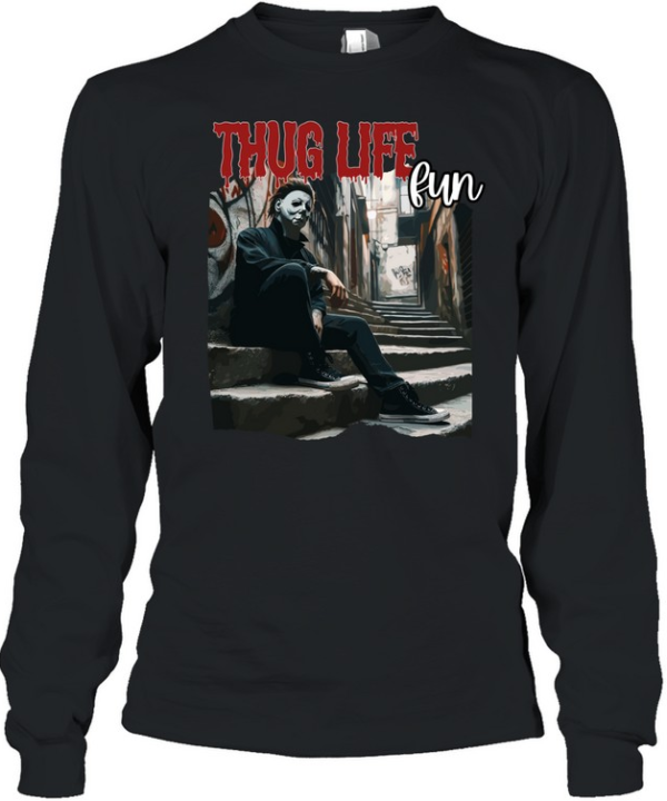 Thug Life Michael Myers Streetwear Horror Slasher Alley Long Sleeved T-shirt