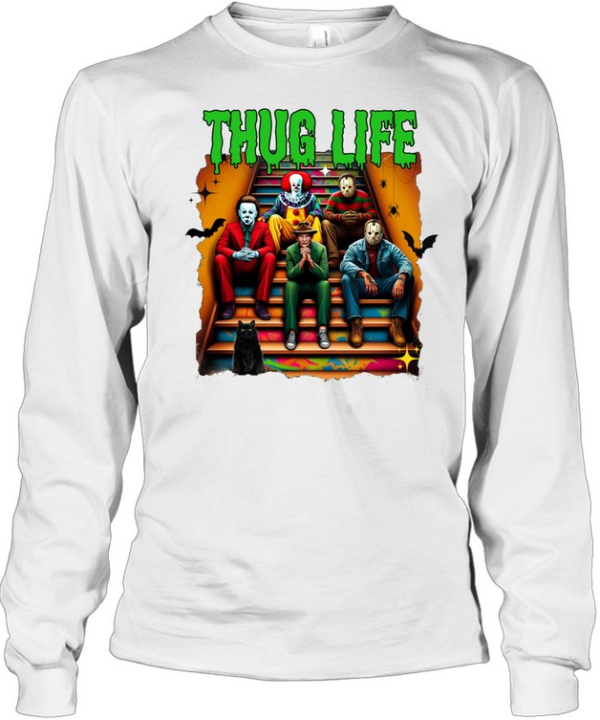 Thug Life Slasher Gang Halloween Horror Movie Villains Long Sleeved T-shirt