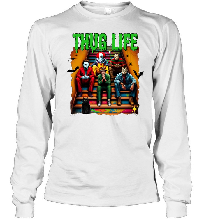 Thug Life Slasher Gang Halloween Horror Movie Villains Long Sleeved T-shirt