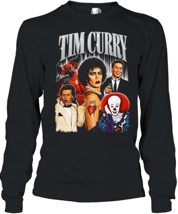 Tim Curry Darkness Frank-N-Furter Pennywise Character Montage Tribute Long Sleeved T-shirt