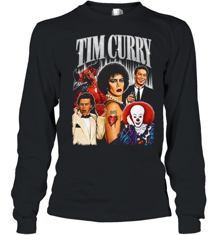 Tim Curry Darkness Frank-N-Furter Pennywise Character Montage Tribute Long Sleeved T-shirt