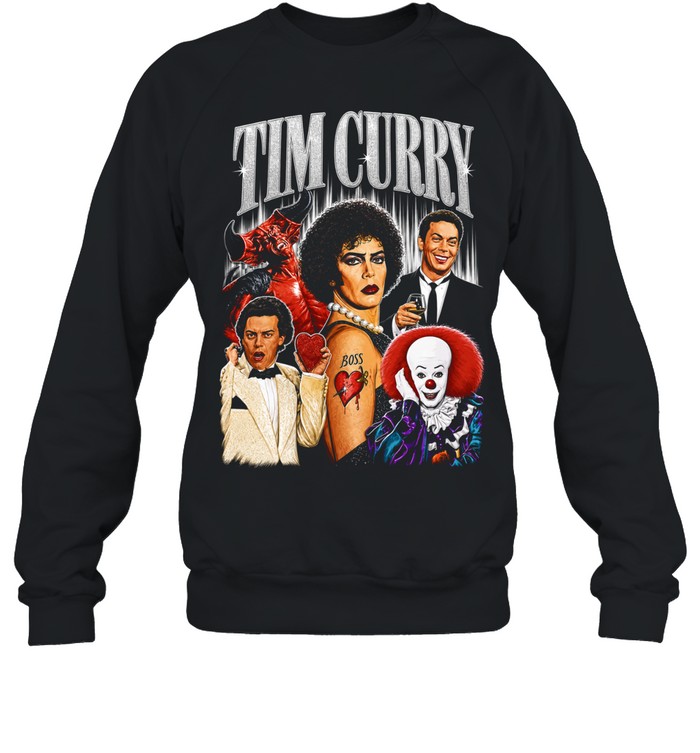 Tim Curry Darkness Frank-N-Furter Pennywise Character Montage Tribute Unisex Sweatshirt Tim Curry Darkness Frank-N-Furter Pennywise Character Montage Tribute Unisex Sweatshirt