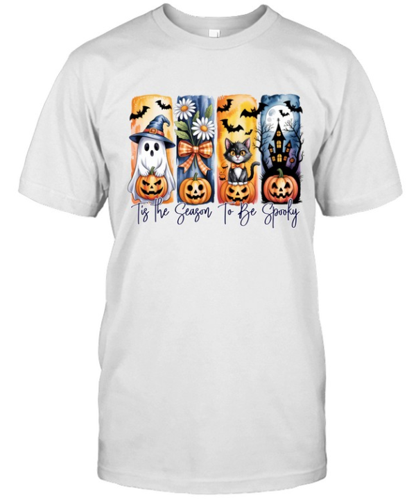 Tis The Season To Be Spooky Cute Ghost Black Cat Pumpkin Halloween T- Classic Men's T-shirt