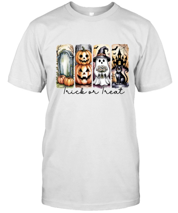 Trick Or Treat Cute Ghost Pumpkin Black Cat Graveyard Halloween T- Classic Men's T-shirt