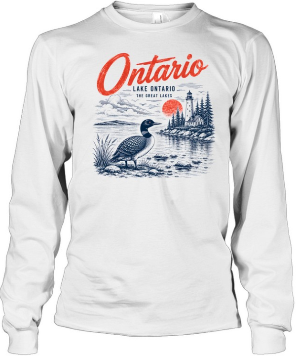 Vintage Loon Lighthouse Graphic Tee Long Sleeved T-shirt