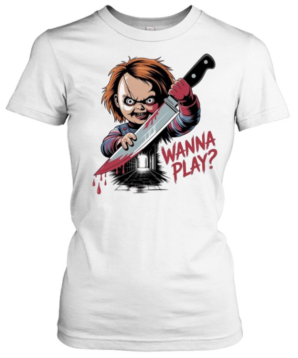 Wanna Play Chucky Bloody Knife Child's Play Halloween Graphic Classic Women's T-shirt