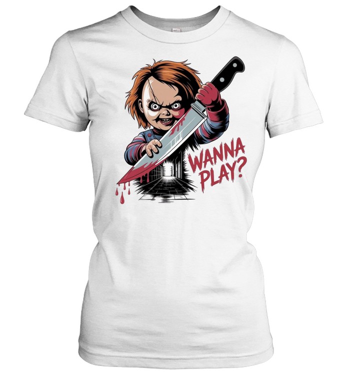 Wanna Play Chucky Bloody Knife Child's Play Halloween Graphic Classic Women's T-shirt