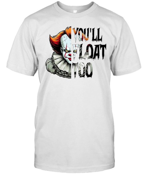 You'll Float Too Pennywise Scary Clown Split Face Halloween Graphic  Classic Men's T-shirt