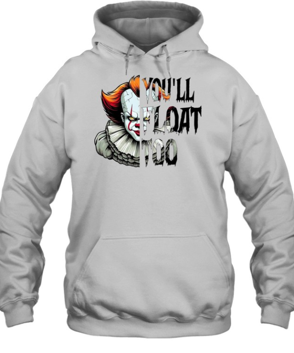 You'll Float Too Pennywise Scary Clown Split Face Halloween Graphic Unisex Hoodie